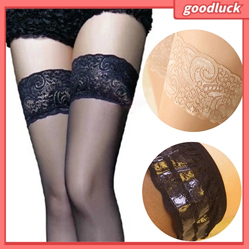 Đôi tất màu trơn trang trí ren hoa gợi cảm cho nữ