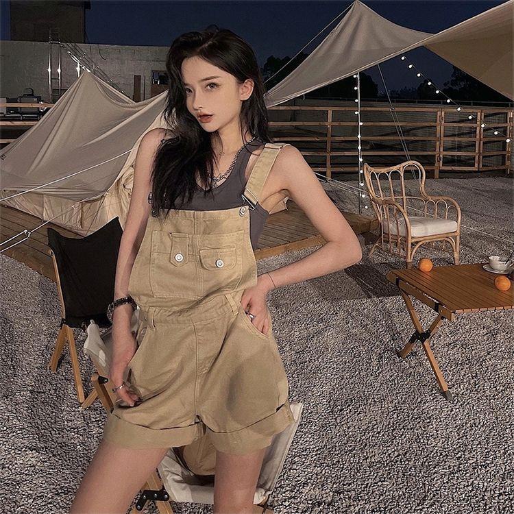 Bộ Áo Liền Quần Denim Dáng Ngắn Phong Cách Pháp Thời Trang Mùa Hè Cho Nữ 2022