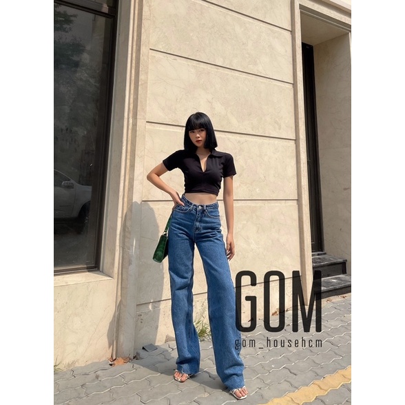 Jean suông tua lai form dài 105cm (ảnh shop chụp)