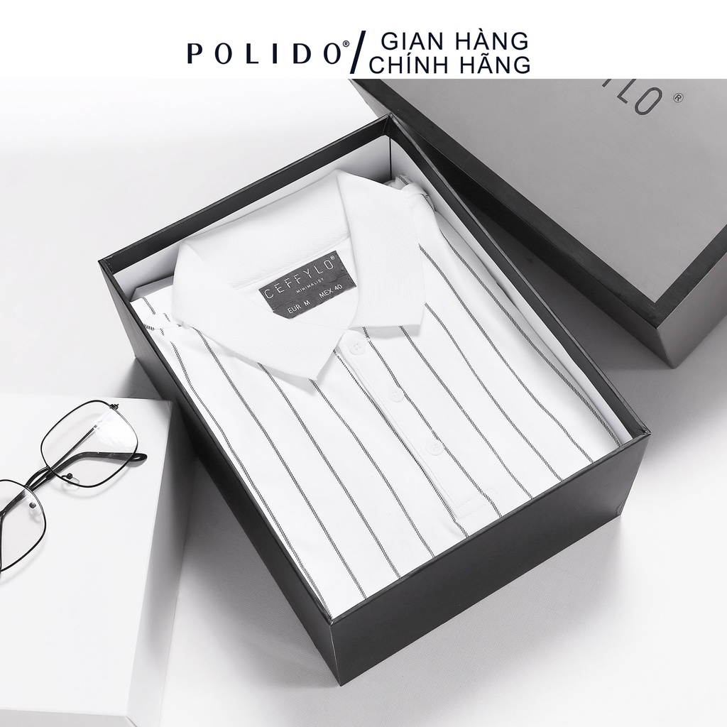 Áo Polo In Họa Tiết Kẻ Sọc CEFFYLO Chất Liệu Cotton Mềm Mại, Co Giãn 4 Chiều