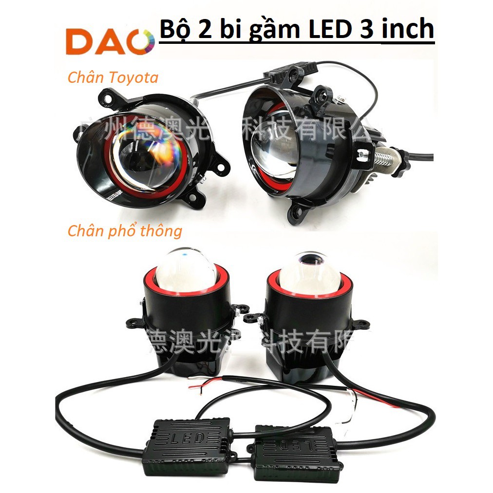 Bi led gầm Projector giá bộ 2 bi 3 inch chân Toyota và phổ thông màu ánh sáng 3000K và 6000K siêu sáng phá sương