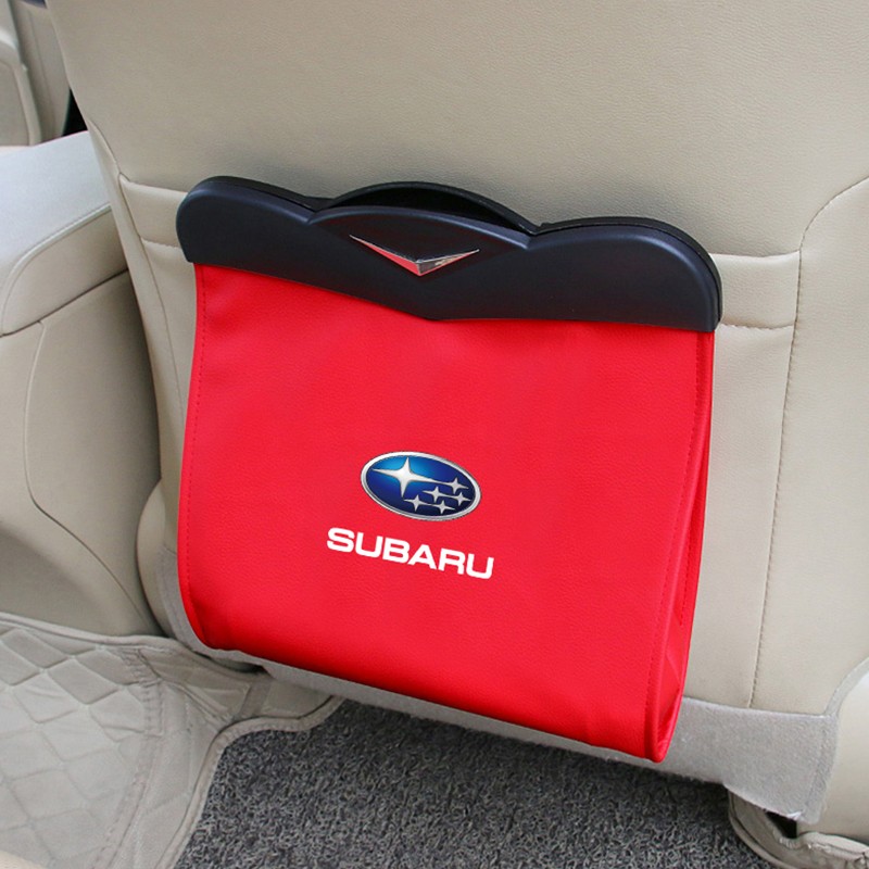 Túi đựng rác nhỏ chất liệu da có đèn LED gắn sau ghế ngồi xe hơi Subaru Xv Forester Brz Wrx Sti Levorg