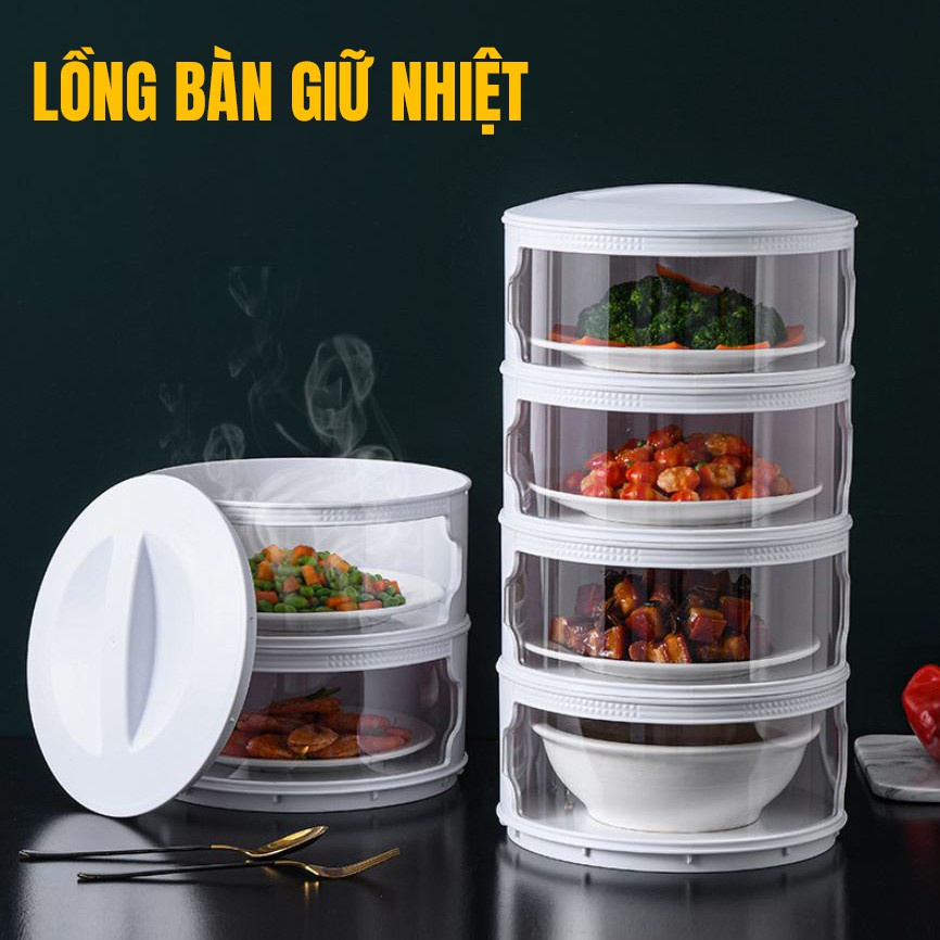 (𝑯𝑨̀𝑵𝑮 𝑪𝑶́ 𝑺𝑨̆̃𝑵) LỒNG BÀN 5 TẦNG GIỮ NHIỆT CHỐNG BỤI NHỎ GỌN, TIỆN LỢI - GIÁ TỐT NHẤT