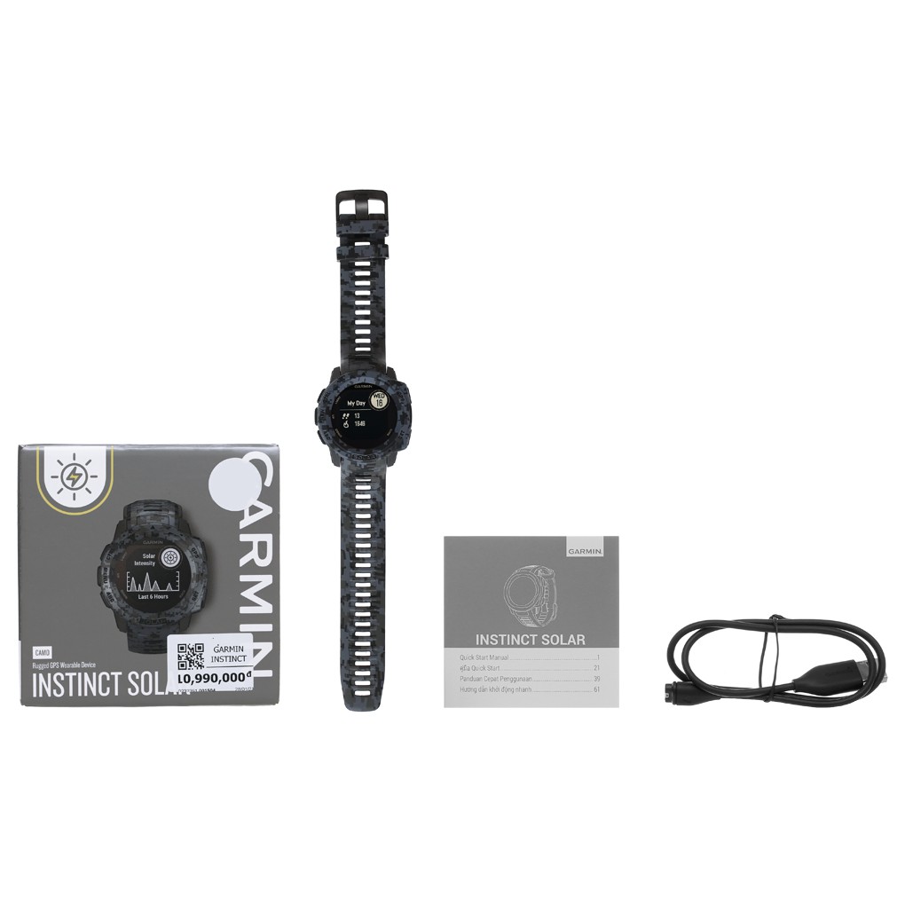 Đồng hồ thông minh Garmin Instinct Solar kháng nước 10ATM đo nồng độ SPO2 màn hình MIP 0.9&quot; - Chính hãng BH 12 tháng