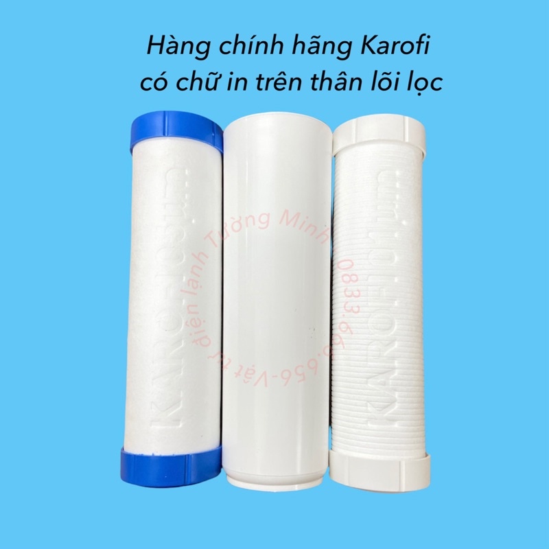 Bộ 3 lõi lọc nước Karofi chính hãng dùng cho máy lọc nước RO Bộ lõi lọc 123 karofi chính hãng