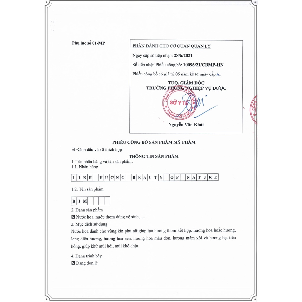 Nước hoa Linh Hương dung tích 5ml