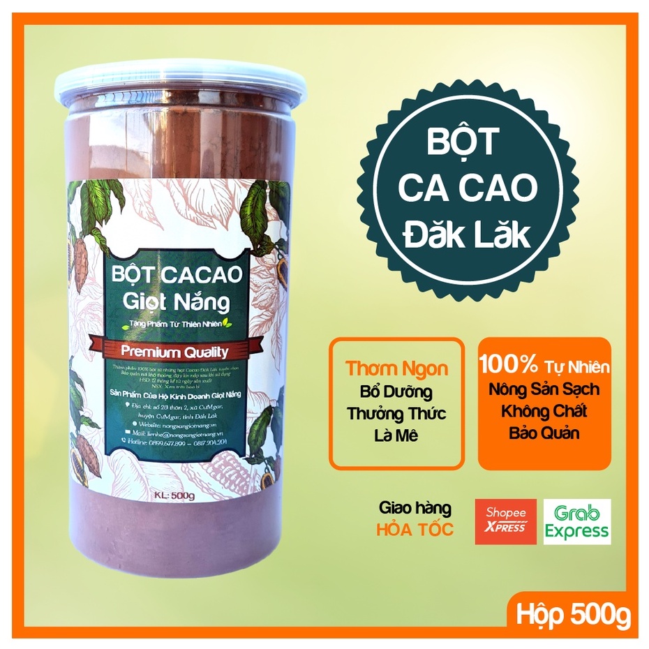 Bột cacao nguyên chất, nguyên liệu làm bánh cacao giảm cân từ Nông Sản GIỌT NẮNG 500 gram