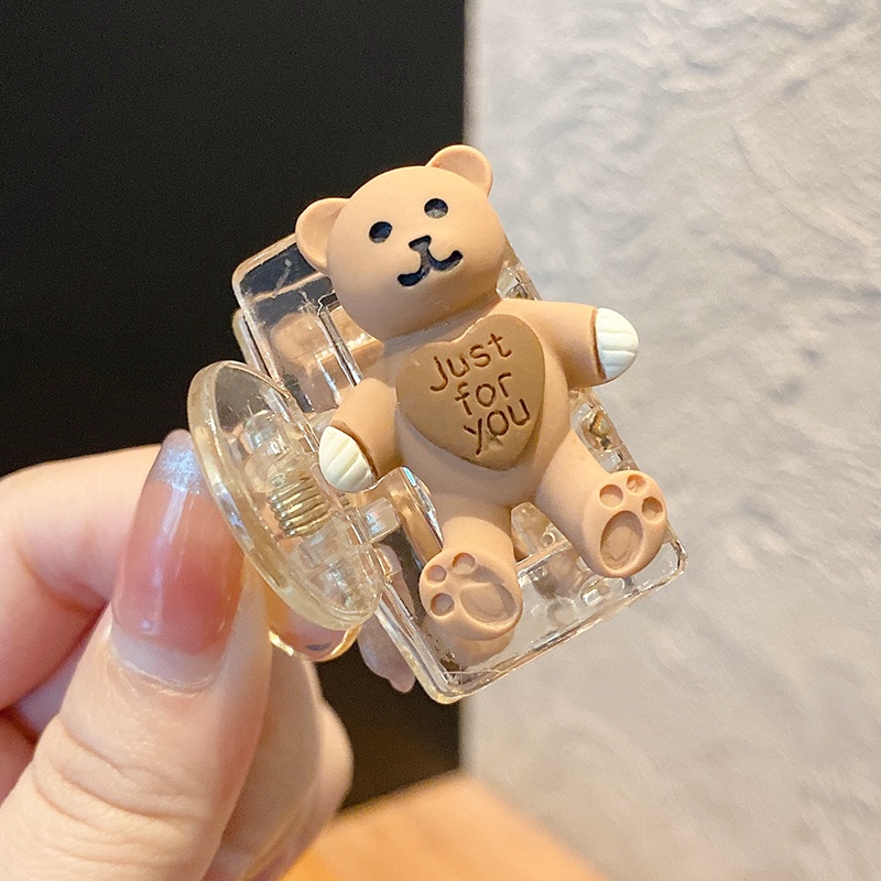 Kẹp tóc nữ trang trí gấu hoạt hình đáng yêu phong cách Hàn Quốc