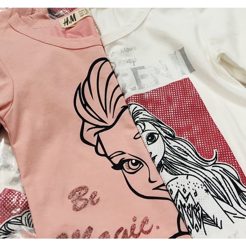 Set 2 áo cotton dài tay el.sa hm cho bé gái size từ 12-32 cân