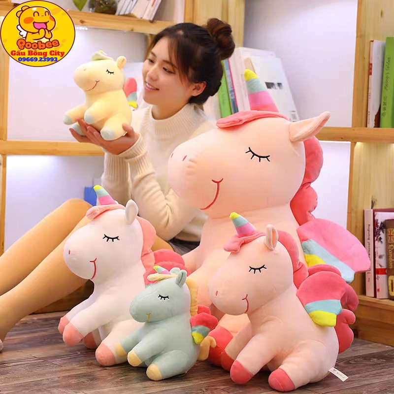 Gấu Bông Ngựa Unicorn Ngồi – Kì Lân Một Sừng – Kỳ Lân Quà Tặng Mềm Mịn Cao Cấp Cho Bé