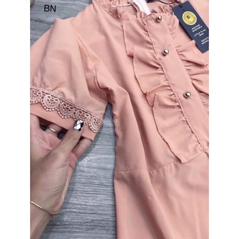 Váy Bèo Ngực Phối Ren Màu Hường Kèm Video Ảnh thật