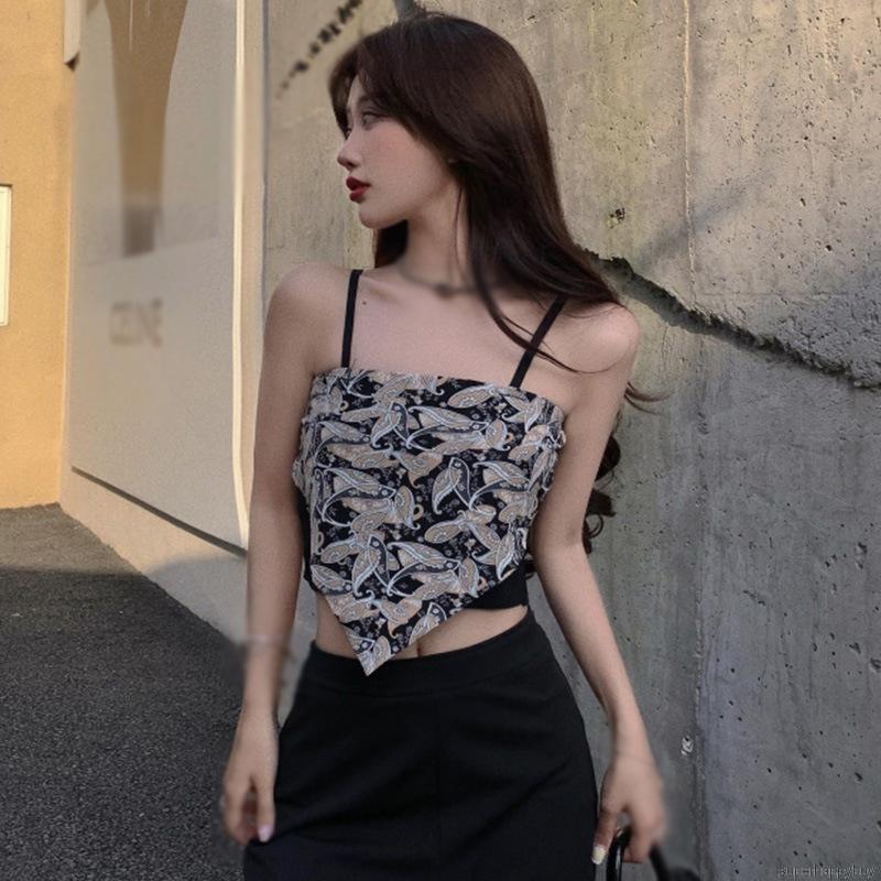Áo Croptop Hai Dây Không Đối Xứng In Hoạ Tiết Hoa Hở Lưng Gợi Cảm Cho Nữ | BigBuy360 - bigbuy360.vn