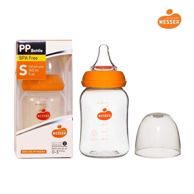 [MẪU MỚI 2020] BÌNH SỮA WESSER 140ML NHỰA PP BPA FREE