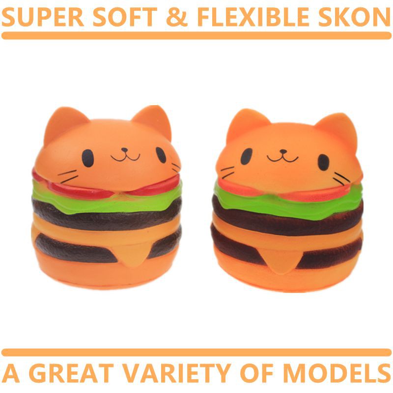 ✨Cat head burger✨ Kawaii bread pendant Squishy Slow Rising Simulation Slow Rebound squeeze Stress Reliever Toys