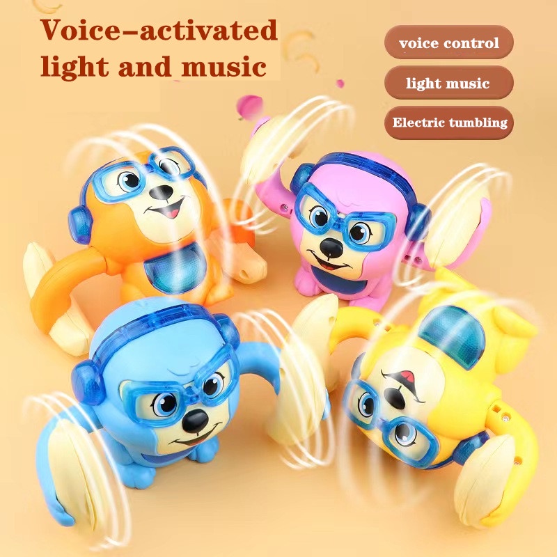 Đồ Chơi Khỉ Lăn Điện Tử Có Đèn Và Nhạc Điều Khiển Bằng Giọng Nói Cho Bé