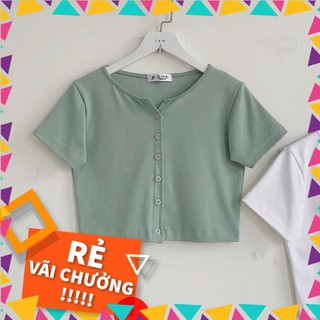 sale -  Áo Thun Croptop Body 6 Cúc Dọc 3 Màu