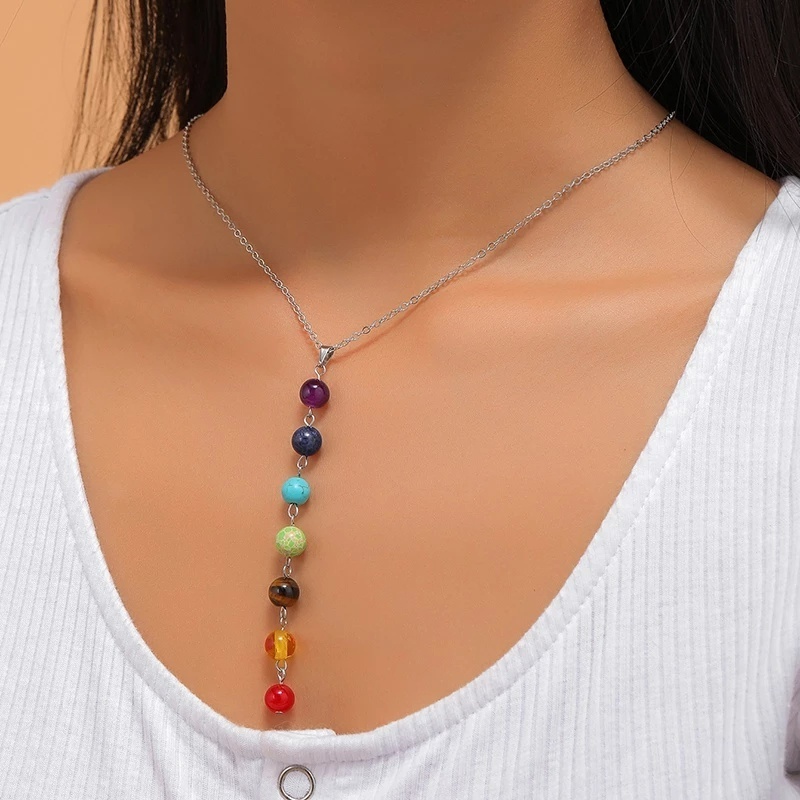 Vòng cổ 7 Viên Đá Chakra Chữa Bệnh Cân Bằng