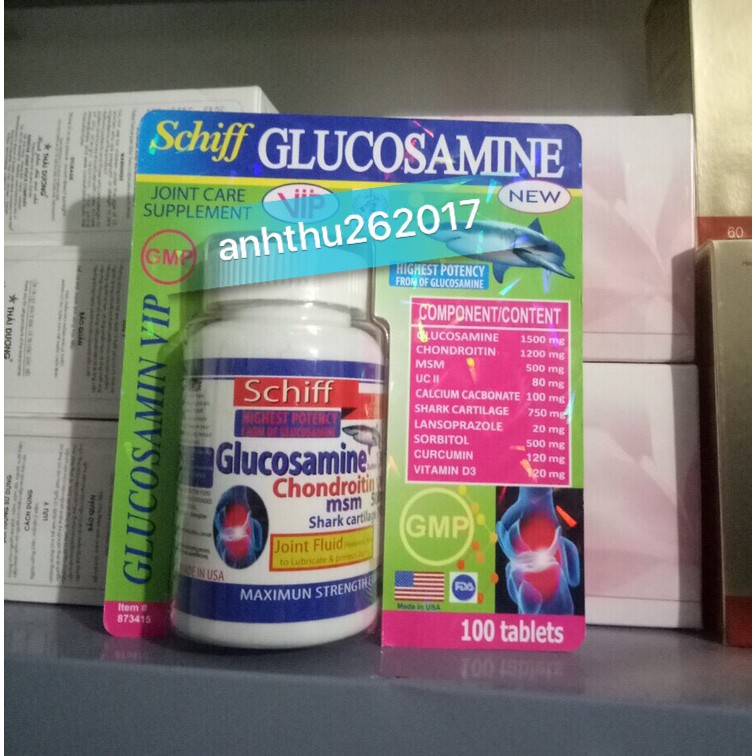 GLUCOSAMIN SHIFF NẮP TRẮNG ( LỌ 100 VIÊN ) - Glucosamine Vip