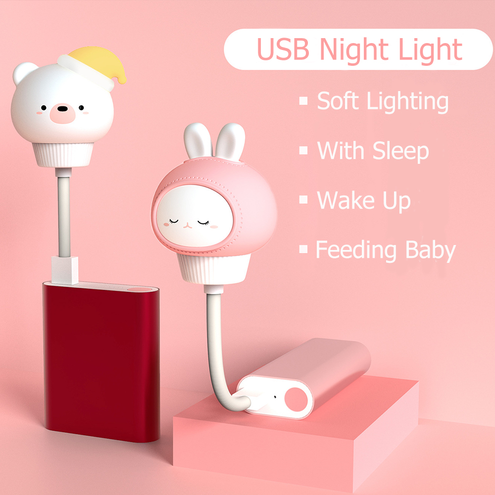 Đèn Ngủ Led Sạc Usb Hình Gấu Hoạt Hình Điều Khiển Từ Xa Trang Trí Phòng Ngủ Cho Bé