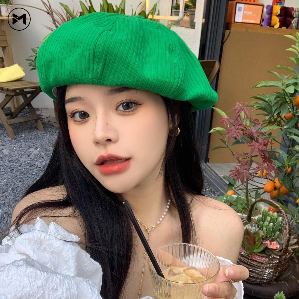Mũ Beret Họa Tiết Sọc Thời Trang Retro Nhật Bản Cho Nữ