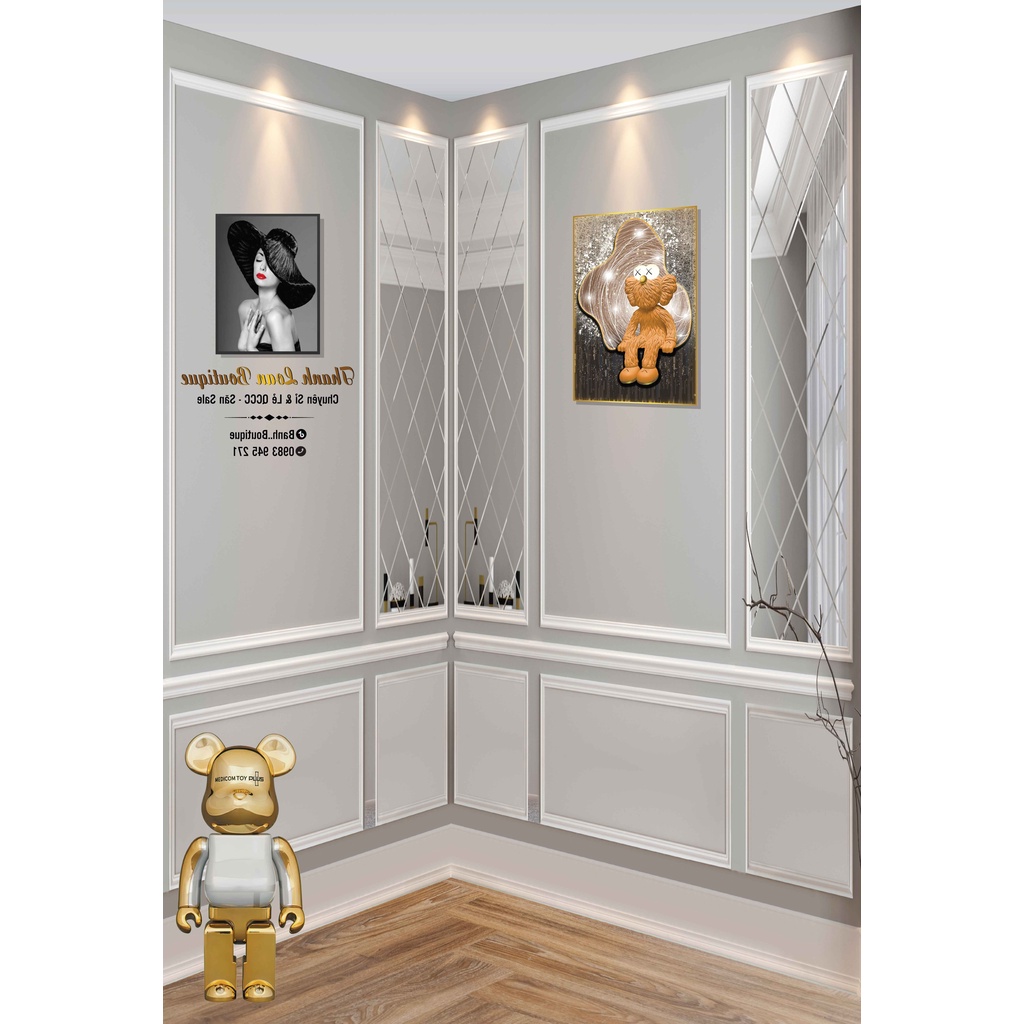 Phông Nền Giả Góc 3D 5D miễn phí chèn logo + khung tranh + gấu beerbrick