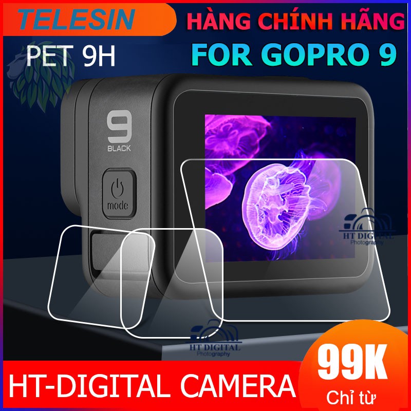 Bộ 6 miếng dán cường lực PET Gopro 9 10 Telesin - cường lực PET cho máy quay hành trình, độ trong tuyệt đối