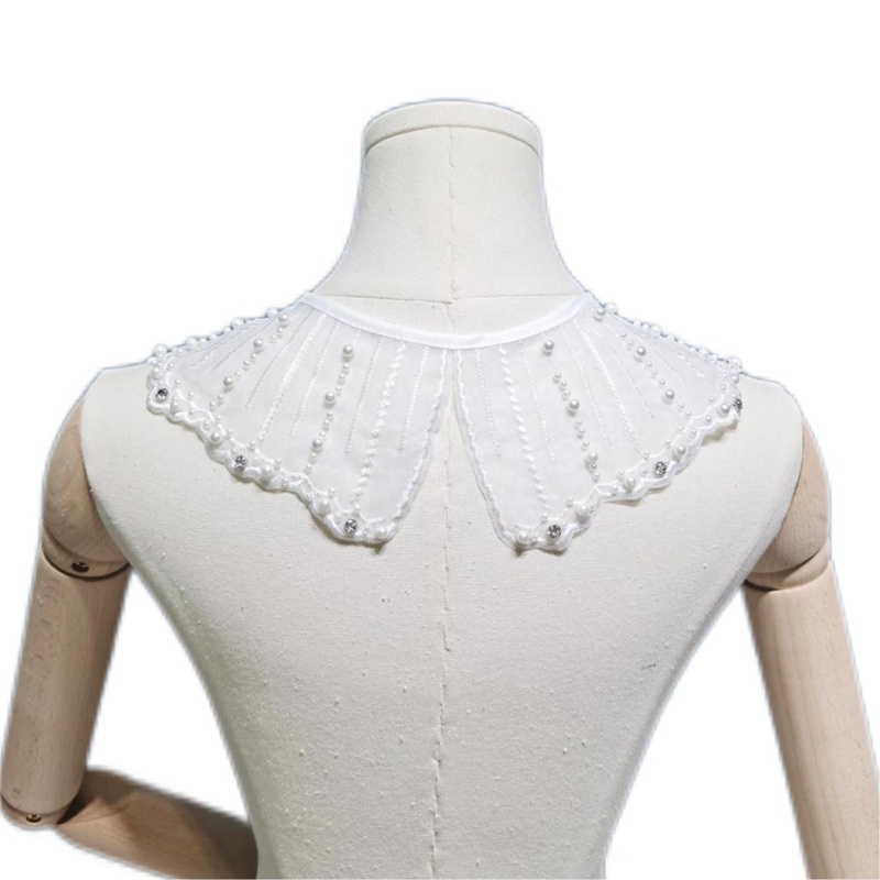 Khăn Choàng Cổ Đính Hạt Ngọc Trai Giả Thêu Họa Tiết Kẻ Sọc Sang Trọng Cho Nữ