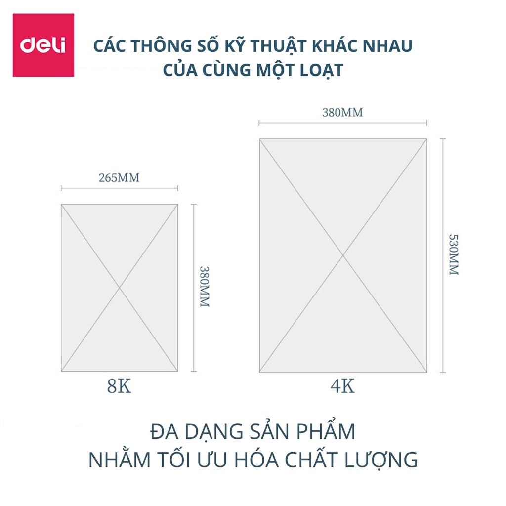 Giấy vẽ màu nước chuyên dụng Deli cao cấp - A3/A4/A5 - Phù hợp nhiều nhu cầu hội họa khác nhau