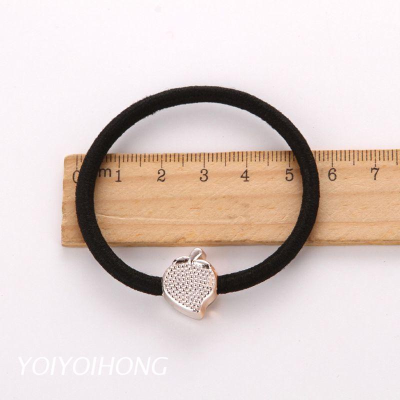 Set 10 Dây Cột Tóc Co Giãn Màu Đen / Vàng Kim Họa Tiết Hoạt Hình Phong Cách Hàn Quốc Cho Nữ