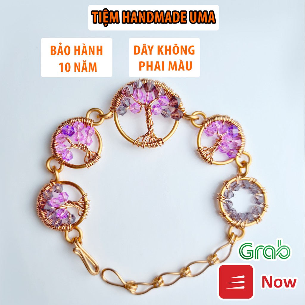 Lắc tay phong thủy Tree of life đính đá tím hợp mệnh thổ cho nữ