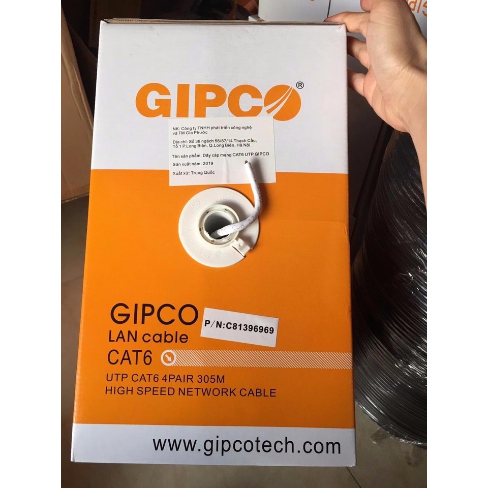 ✅ 🔝 Dây mạng Cat6 Hàng Chuẩn 💯 Chính Hãng GIPCO ✅ Bấm sẵn 2 đầu LAN, Internet