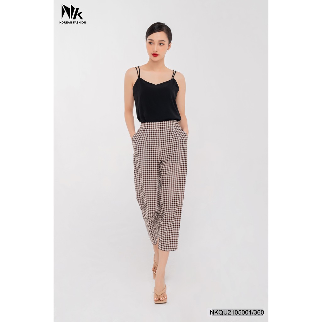 Quần Baggy Cạp Chun Thiết Kế Kẻ Caro Cao Cấp NK Fashion NKQU2105001