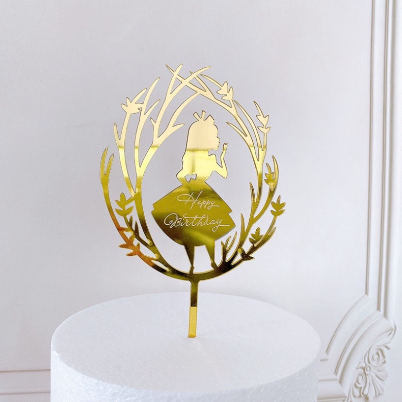 đồ trang trí bánh sinh nhật [FREESHIP❤️] set 10 thẻ meka CÔ GÁI tráng gương