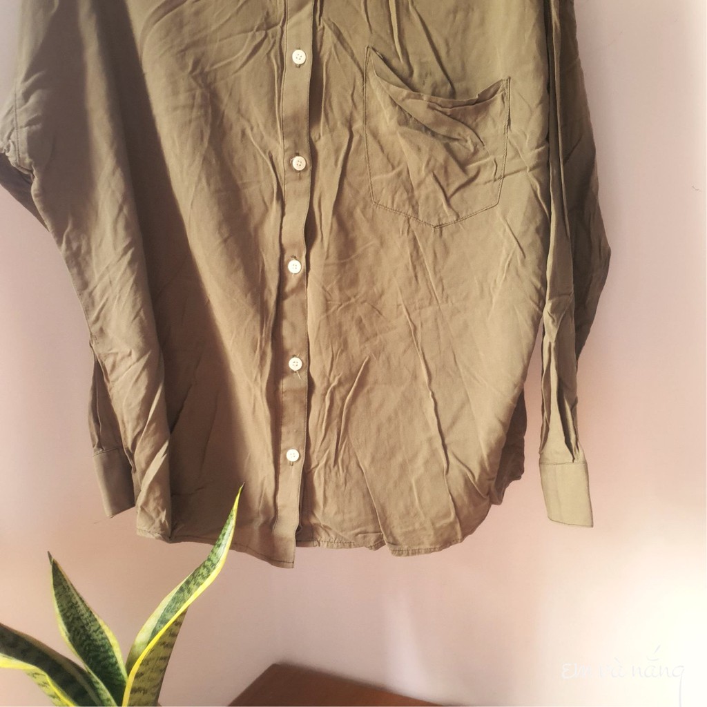 Áo sơ mi xanh rêu olive hiệu Codes Combine Basic vintage Hàn - Em và nắng