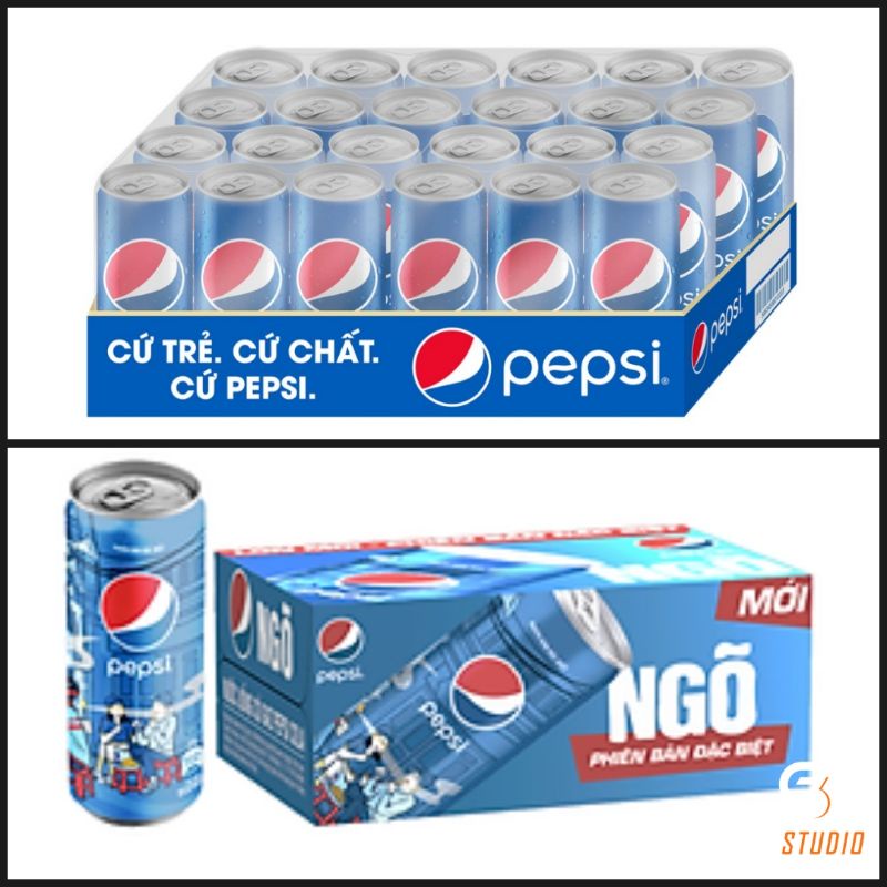 Thùng 24 lon Pepsi 330 ml và 24 lon Pepsi ngõ 245 ml/ thùng 24 lon pepsi vàng phiên bản giới hạn