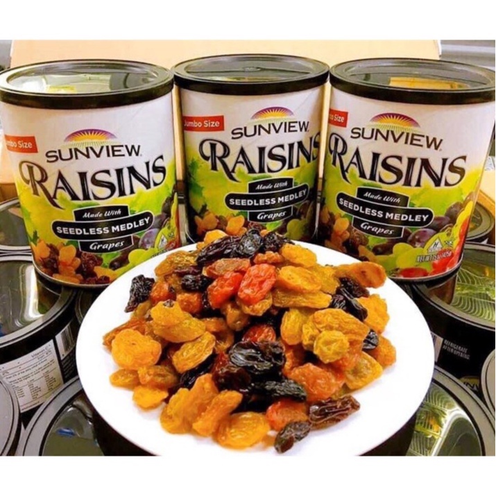 Nho Khô Mỹ Raisins Sunview 480g không hạt vị thập cẩm Lomdom foods hà nội đô ăn vặt giá rẻ