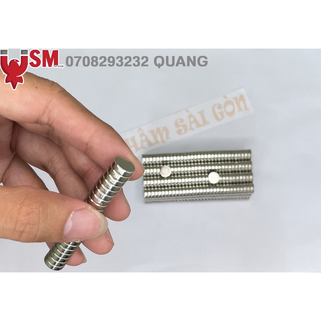 Nam châm đất hiêm 10x3mm lực từ N35 mạ nikel sáng bóng chuẩn kích thước