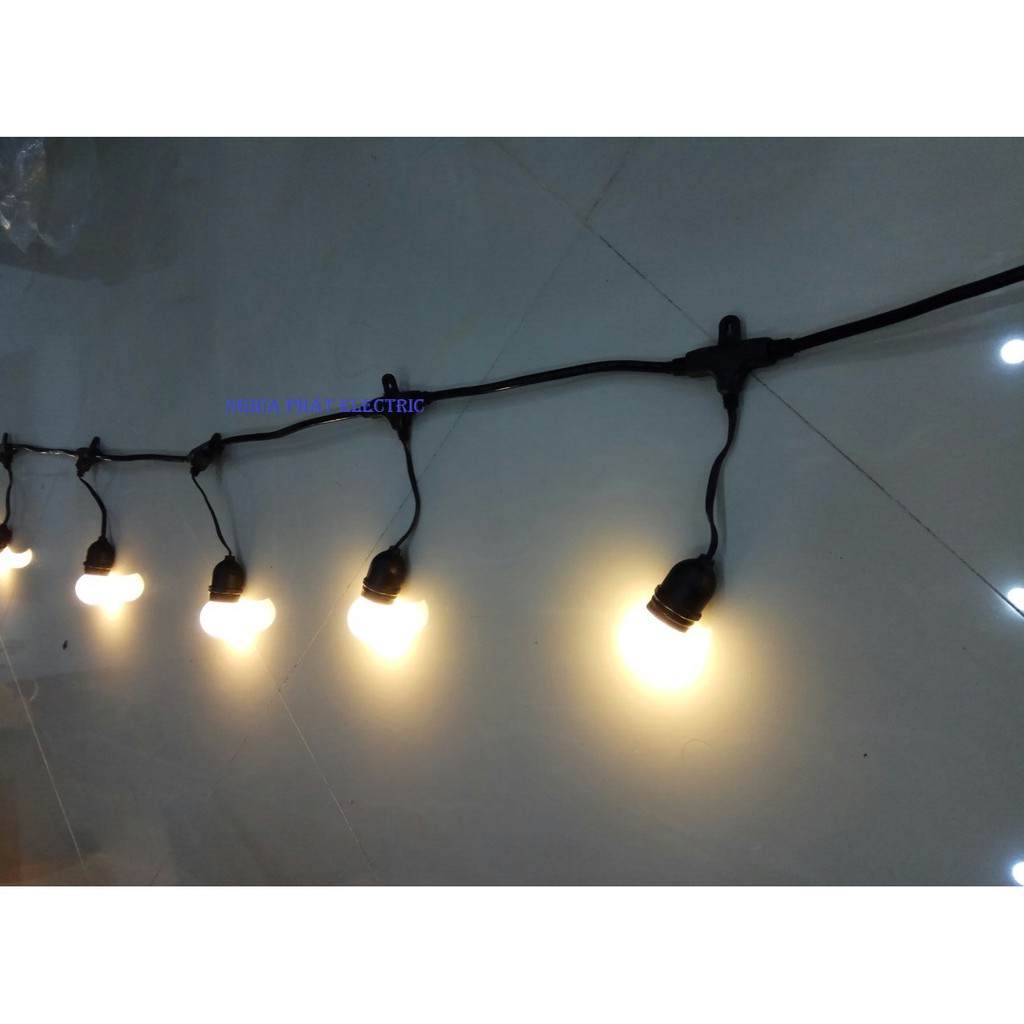 BỘ DÂY ĐÈN THẢ NGOÀI TRỜI CHỐNG NƯỚC E27 - 10 MÉT 15 ĐUI E27 TRANG TRÍ DECOR