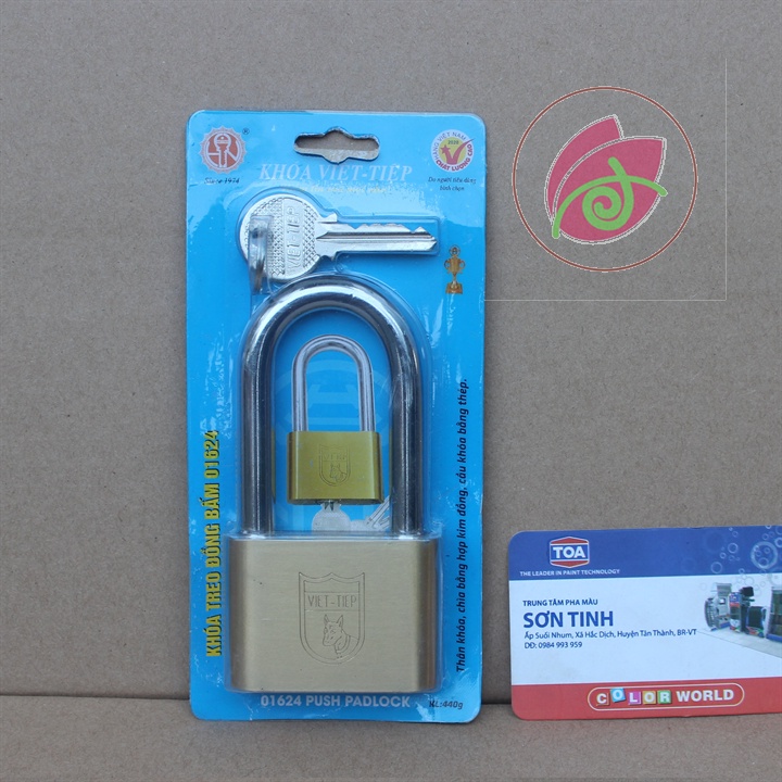 Ổ Khóa Cửa VIỆT TIỆP Treo Đồng Bấm Càng Dài 5 Phân, Cao 101mm No.01524 Và 6 Phân, Cao 115mm No.01624