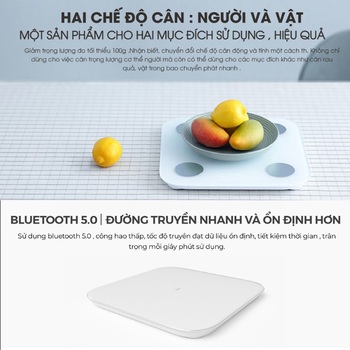 Cân điện tử thông minh Xiaomi Body Fat Scale 2 Universal , theo dõi sức khỏe qua app thông minh , bảo hành 2 năm