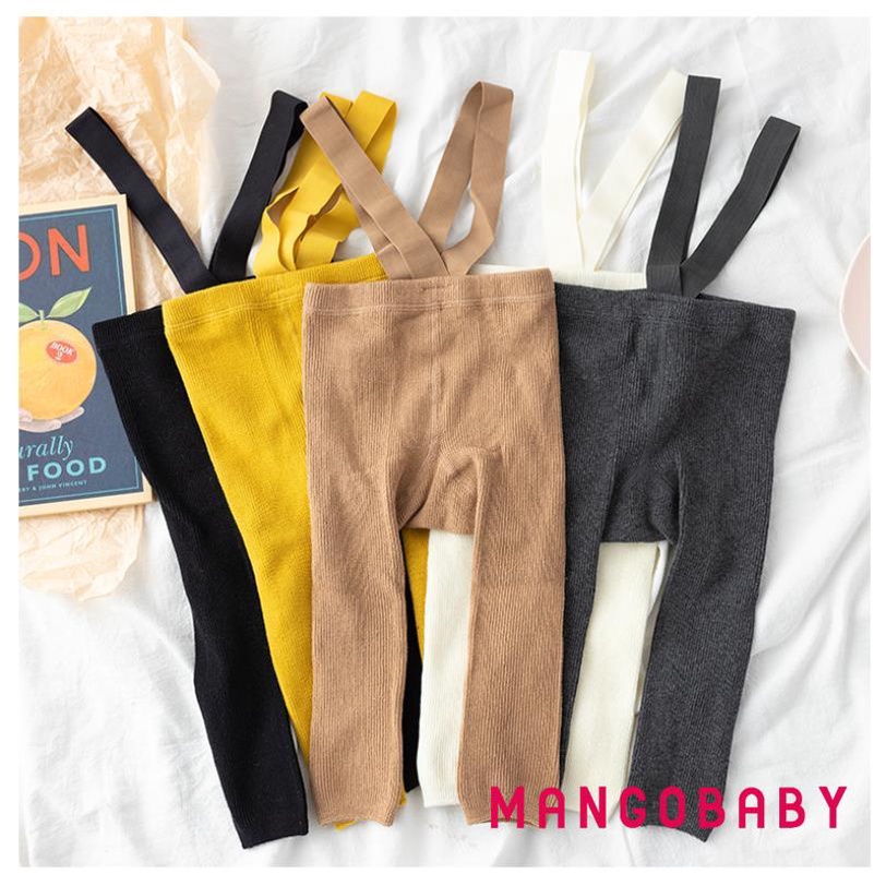 Quần legging bó hai dây lưng cao màu trơn đơn giản thời trang dành cho bé