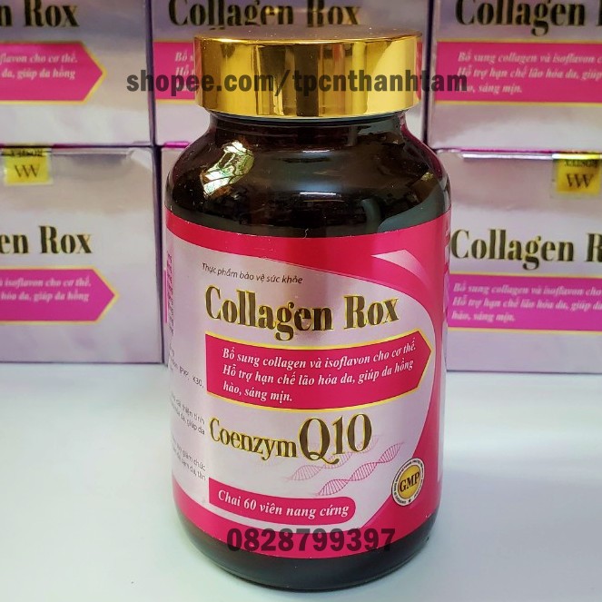 Viên uống đẹp da Colagen Rox bổ sung vitamine giúp trắng da, sáng da, giảm nám, mờ thâm - Chai 60 viên ( Hồng )