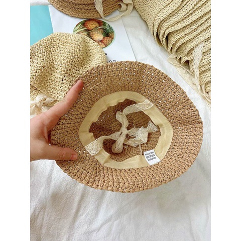 Mũ cói phong cách mùa hè thiết kế kiểu Hàn Quốc dễ thương dành cho bé gái