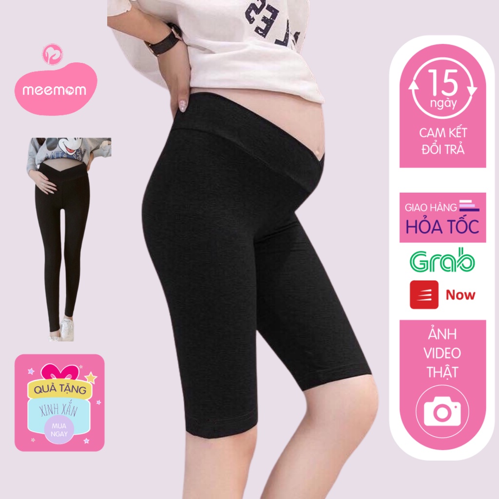 Legging bầu - quần bầu mùa hè cạp chéo co giãn thoải mái tiện lợi cho mẹ bầu - Meemom