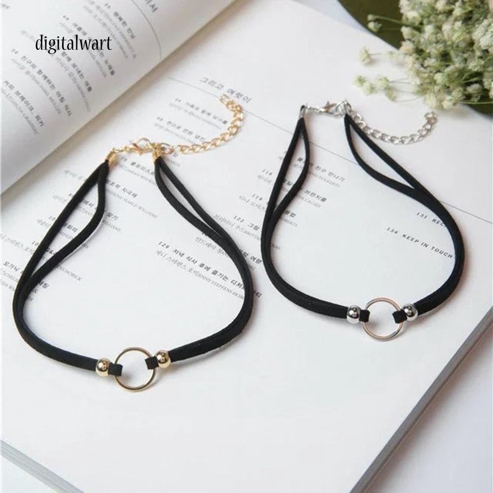 Vòng cổ choker bản nhỏ mặt kim loại tròn cá tính sang trọng dành cho nữ