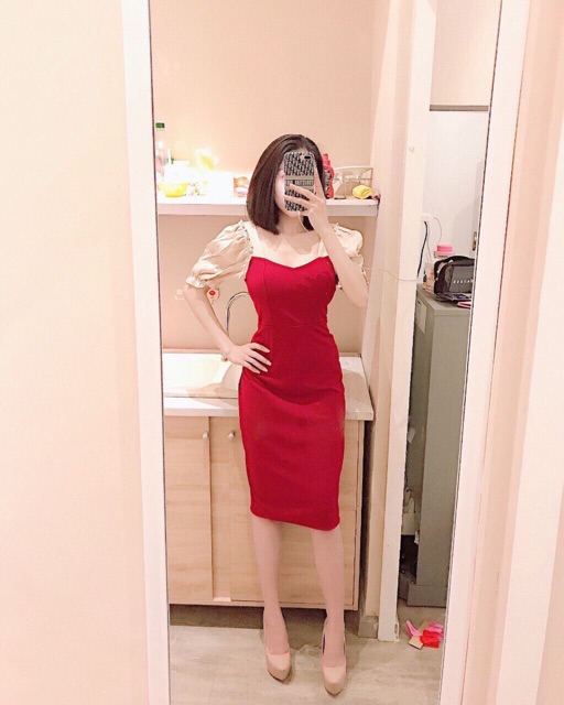 Đầm dự tiệc ôm body umi phối voan tơ xịn