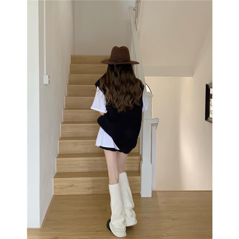 Áo Dệt Kim Sát Nách Dáng Rộng In Chữ Thiết Kế Mới Thời Trang Theo Phong Cách Hàn Quốc