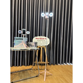 Cây selfie livestream, chụp hình giá đỡ 3 chân có đèn bluetooth