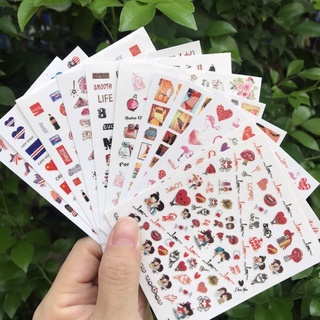 Sticker dán móng nail trái tim và hoa văn trang trí