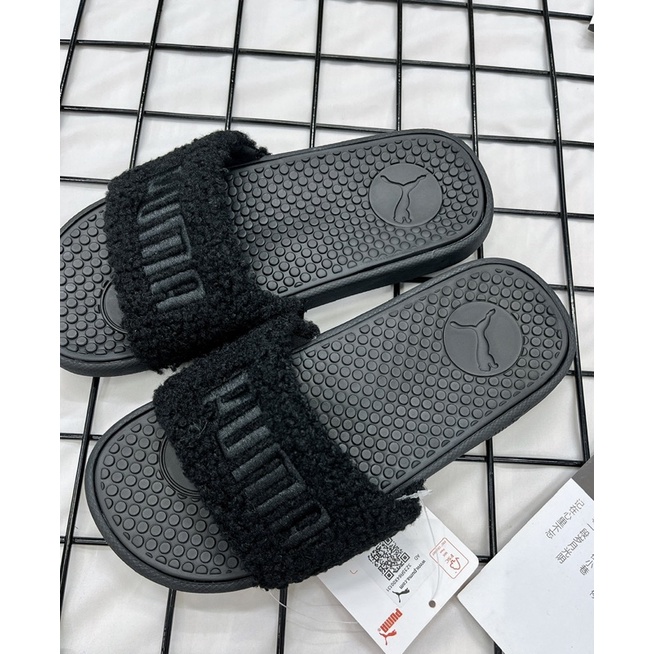 [CHÍNH HÃNG] DÉP PUMA COOL CAT SHERPA SLIDE BLACK/WHITE SANDAL - 383453 01 &amp; 383453 02